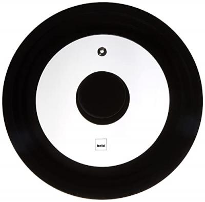 KELA Couvercle  - En verre silicone - Adaptable 16/18/20 cm - Noir