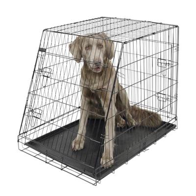 KERBL Cage de transport m&eacute;tal pliante pour chiens et chats avec pan inclin&eacute;