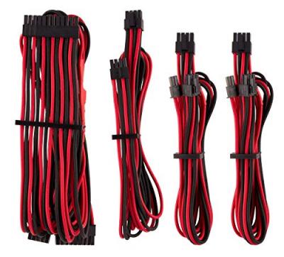 Corsair premium sleeved kabel-set (gen 4) - rot/schwarz