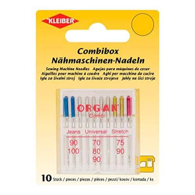  KLEIBER Lot de 10 aiguilles pour machine &agrave; coudre Argent&eacute;/bleu/jaune