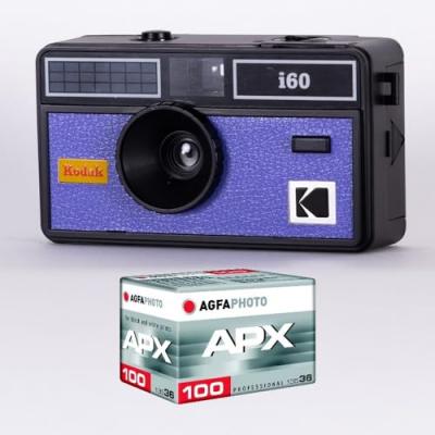 KODAK  DA00259 - Pack Appareil Photo  i60 et 1 pellicule 100 ISO de 36 poses, Objectif Optique 31 mm, Convient aux films ISO 200/400/800, Pour les films couleur de 35 mm - Bleu - Neuf