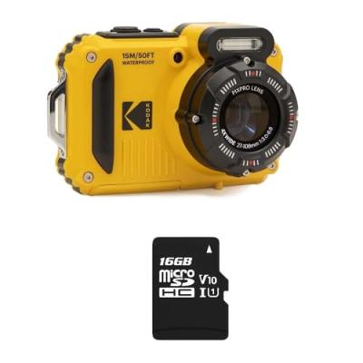 KODAK Pack  PIXPRO WPZ2 Appareil Photo Num&eacute;rique Sous-Marin 15m 16MP Jaune WiFi + 1 Carte SD 16Go