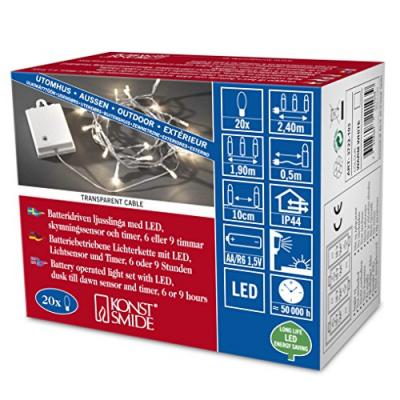 KONSTSMIDE CHRISTMAS  Guirlande LED ext., d&eacute;tecteur de luminosit&eacute; IP44