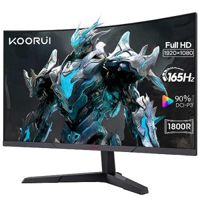 KOORUI Ecran Pc Gaming  incurv&eacute; FullHD 4 ms 165 Hz 24 Noir