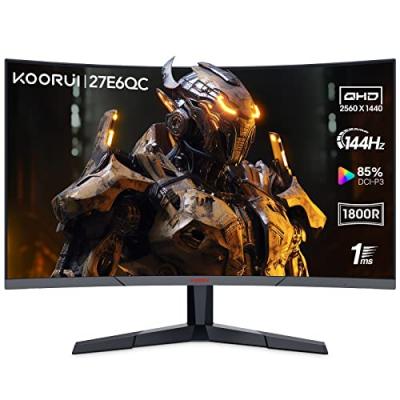 KOORUI  Ecran Pc 27E6QC 27 WQHD LED 144Hz AMD FreeSync HDMI DisplayPort