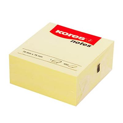 KORES  Bloc Cube 400 Notes Repositionnables 75 X 75 Mm Jaune