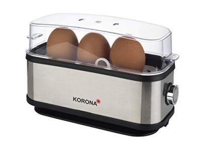KORONA Cuiseur &agrave; oeufs voyant lumineux, avec verre doseur, avec pique-ouf noir, acier inoxydable
