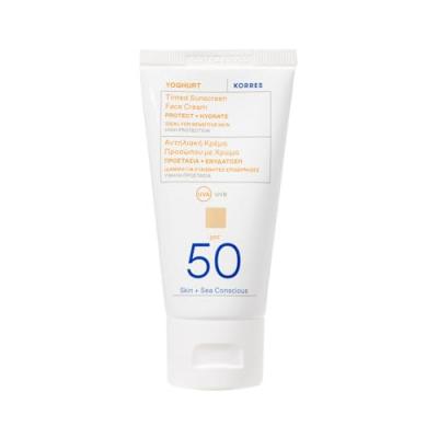 KORRES  Yoghurt Cr&egrave;me Solaire Teint&eacute;e Visage SPF50 50 ml - Tube 50 ml