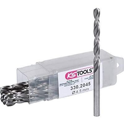 KS TOOLS  - 330.2045 - Lot de 10 forets HSS-G meul&eacute;s, &Oslash;4,5 mm - Argent