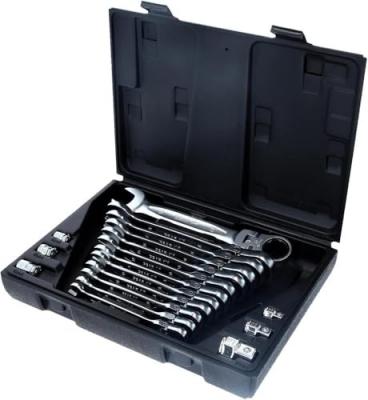 KS TOOLS  jeu de cl&eacute;s mixtes &agrave; cliquet &agrave; t&ecirc;te inclinable &agrave;