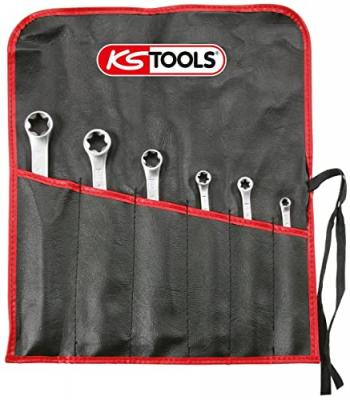 KS TOOLS Jeu de 6 cl&eacute;s polygonales TORX droite (en trousse)  911.0370