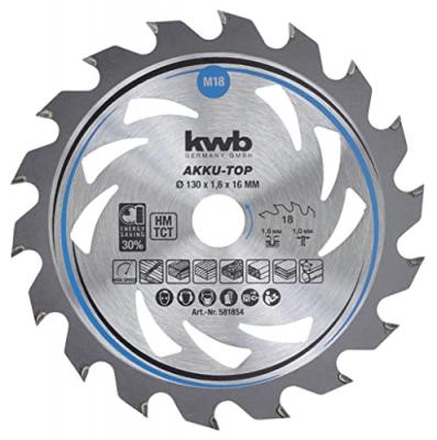 KWB  - 581854 Lame de scie circulaire au carbure 130 x 16 x 1.0 mm Nombre de dents: 18 1 pc(s)