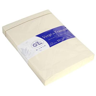 LALO G. 25 Enveloppes Verg&eacute; 162x229mm Gomm&eacute;es Doubl&eacute;es Ivoire