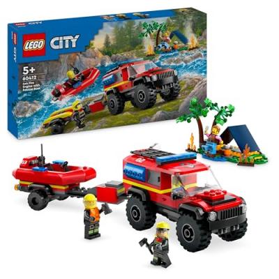 Lego City - Le Camion De Pompiers 4x4 Et Le Canot De Sauvetage - 60412