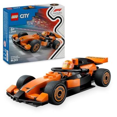 LEGO&reg; City F1&reg; Driver with McLaren Race Car Mini Vehicle Toy Playset 60442