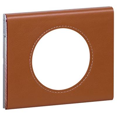 LEGRAND Plaque de finition simple  C&eacute;liane mati&egrave;re cuir caramel