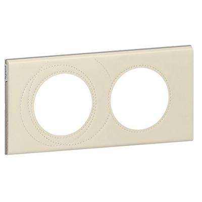 LEGRAND Plaque de finition double  C&eacute;liane mati&egrave;re cuir perle couture