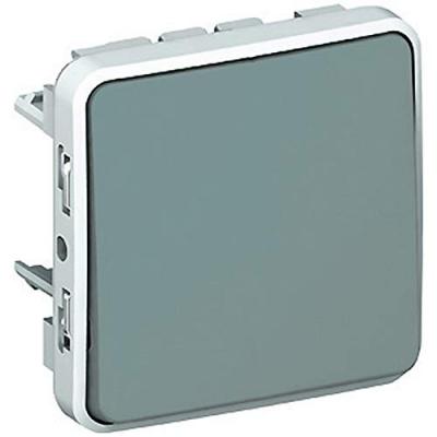 LEGRAND Poussoir inverseur IP55 Plexo - Composable saillie ou encastr&eacute; - Gris