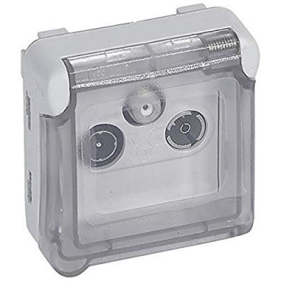 LEGRAND Prise TV-R-SAT Plexo IP55 - Composable saillie ou encastr&eacute; - Gris