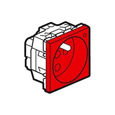 LEGRAND Prise 2P+T Mosaic &agrave; d&eacute;trompage - Rouge antimicrobien avec voyant