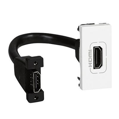 LEGRAND Prise HDMI typeA version 1.4 pr&eacute;connectoris&eacute;e Mosaic 1 module - blanc