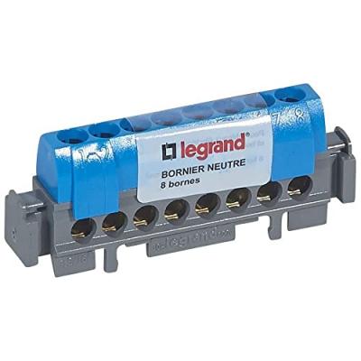 LEGRAND Bornier de neutre - 8 bornes pour c&acirc;ble 1,5 &agrave; 16mm &sup2; - bleu