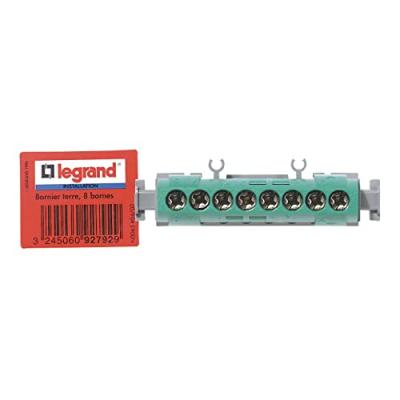 LEGRAND Bornier de terre - 8 bornes pour c&acirc;ble 1,5 &agrave; 16mm &sup2; - vert