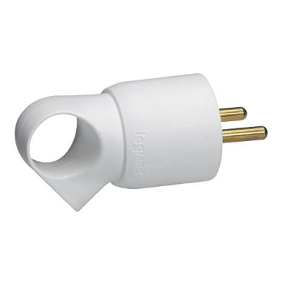LEGRAND Fiche m&acirc;le avec terre plastique Annela - avec anneau - blister - blanc