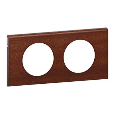 LEGRAND  Plaque C&eacute;liane finition acajou pour 2 postes - Marron acajou