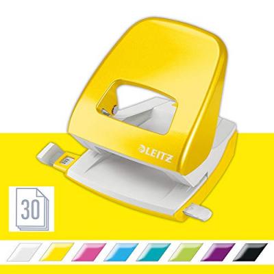 LEITZ  Perforateur 2 trous de bureau WOW, 3 mm/30 feuilles, Jaune m&eacute;tallis&eacute;