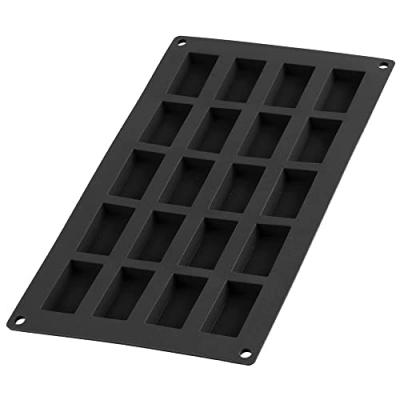 LEKUE Moule &agrave; financiers en silicone - 20 cavit&eacute;s - noir - 