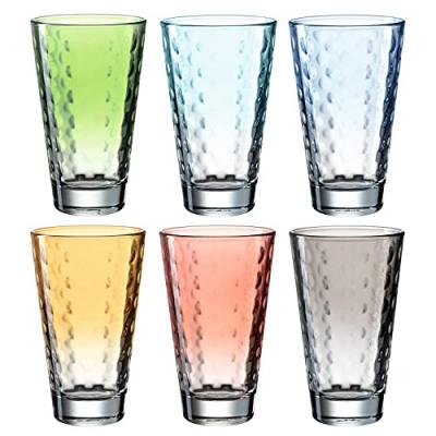 LEONARDO  Optic 025907 Lot de 6 verres &agrave; long drink lavables au lave-vaisselle en verre color&eacute; 300 ml