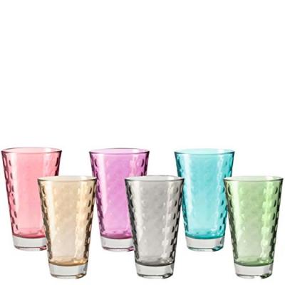 LEONARDO Verres &agrave; eau avec cercles en relief multicolore - Lot de 6 assortis OPTIC 