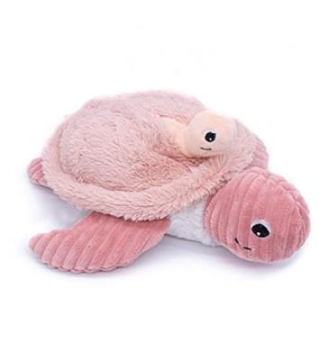 LES DEGLINGOS Peluche Les Ptipotos Sauvenou maman et b&eacute;b&eacute; tortue rose (29 cm)