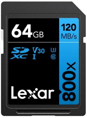LEXAR  Carte SDXC 64GB UHS-I V30 S&eacute;rie Blue (800x)