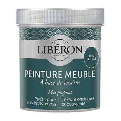 LIBERON Peinture meuble et boiserie Cas&eacute;ine LIB&Eacute;RON bleu p&eacute;trole mat 0.5 l