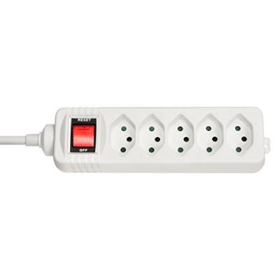 LINDY  73167 Multiprise Suisse avec interrupteur, 5 prises, Blanc