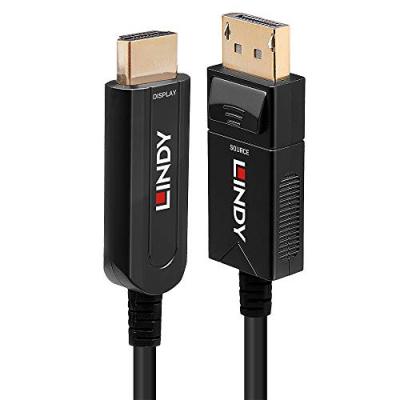 LINDY  C&acirc;ble Hybride Fibre Optique DisplayPort 1.2 vers HDMI 18G, 40m