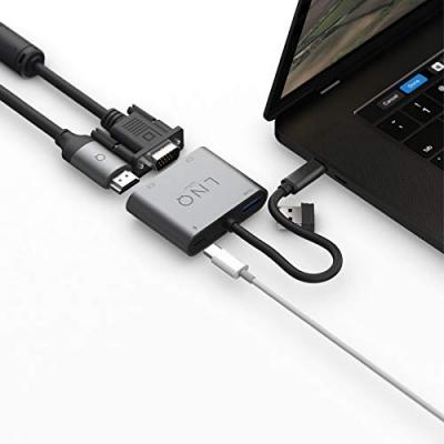 TELCO ACCESSORIES Linq 4en1 hub usb-c a usb-c/ usb-a/ hdmi/ vga