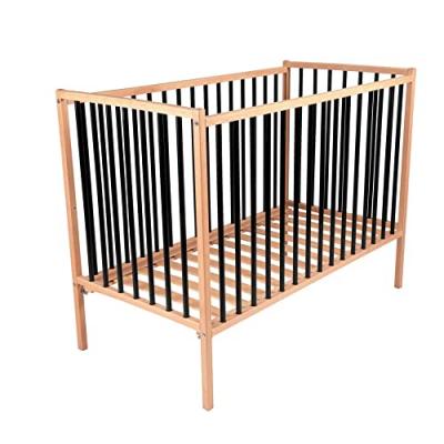  Lit Remi, 70cm x 140cm Taille, Bicolore Noir et Naturel