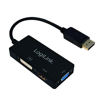 LOGILINK  CV0109 Adaptateur DisplayPort vers DVI/HDMI/VGA 4K Noir