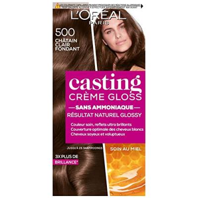 L OREAL PARIS Coloration Cr&egrave;me Gloss sans ammoniaque ch&acirc;tain clair 500 