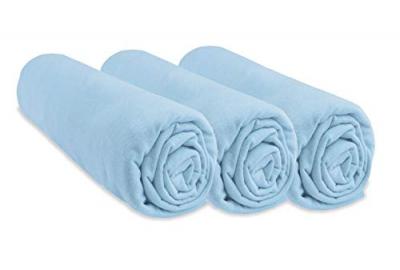 EASY DORT  Lot de 3 Draps housse Coton pour lit B&eacute;b&eacute; 60x120 - Blue Ciel