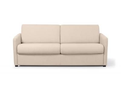LOUNGITUDE Canap&eacute; Convertible Express 3 places AGATHE en Tissu - Matelas 160x190x13 cm -  Beige