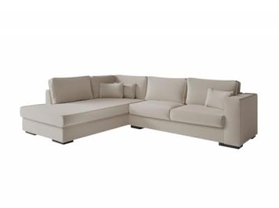 LOUNGITUDE Canap&eacute; d'angle belami en tissu - beige, angle gauche BELAGATBEIG