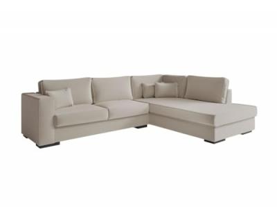 LOUNGITUDE Canap&eacute; d'angle belami en tissu - beige, angle droit BELAGATBEID