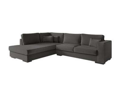 LOUNGITUDE Canap&eacute; d'angle belami en tissu - gris fonc&eacute;, angle gauche BELAGATGRFG