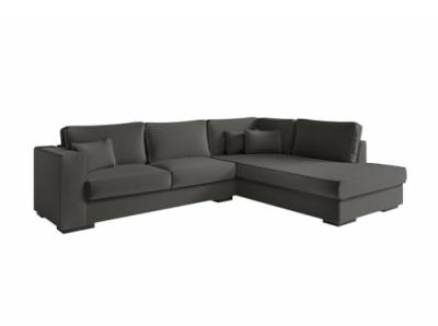 LOUNGITUDE Canap&eacute; d'angle belami en tissu - gris fonc&eacute;, angle droit BELAGATGRFD