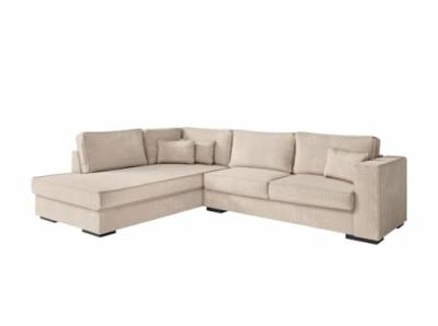 LOUNGITUDE  Canap&eacute; d39angle, Velours c&ocirc;tel&eacute;, Beige