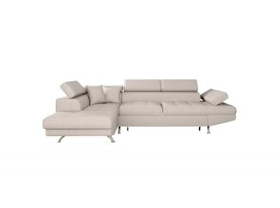 LOUNGITUDE Canap&eacute; d'angle gauche RIO Convertible avec coffre en tissu beige